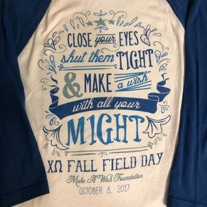NWOT Chi Omega Make a Wish foundation baseball Tee